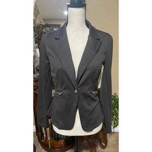 NWT Mosaic & Co women's long sleeve gray one button‎ blazer with pockets size M